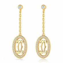 Cartier Logo Double C Earrings in 18K Yellow Gold With Diamonds